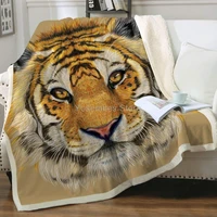 animals print plush sherpa throw blanket for couch sofa artistic tiger face microfiber fleece bed blankets throw503