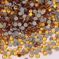 topaz yellow iron on rhinestones hot fix strass flatback crystals glass stones for fabric garment glitter decoration