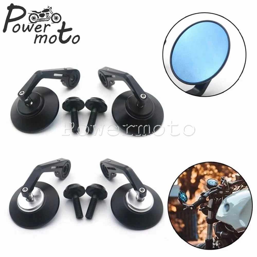 12 мм болтовое боковое зеркало для мотоцикла CNC круглые черные Задние Зеркала на