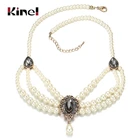 Женское винтажное ожерелье Kinel, ожерелье с многослойными бусинами и романтическое колье, ожерелье из искусственного жемчуга, 2020