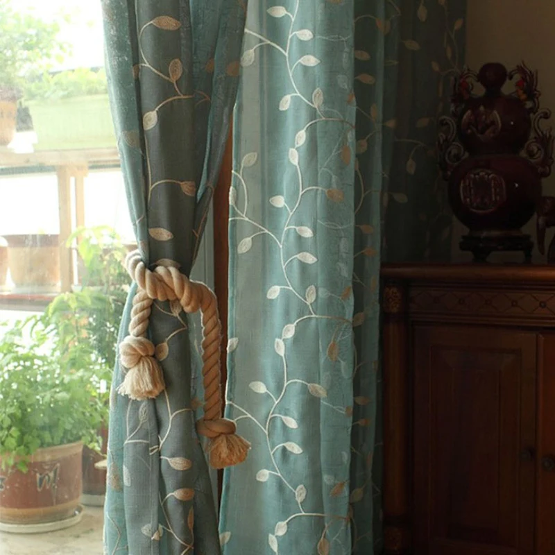 Шнур для штор плетеная веревка из хлопка и льна бежевые зажимы держатель