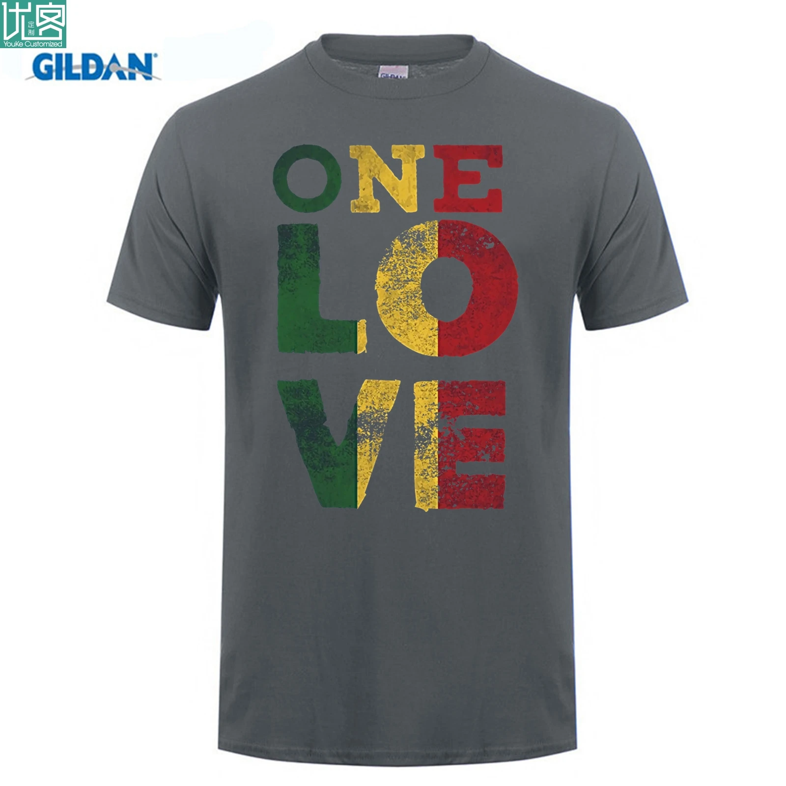 Футболка из 100% хлопка с круглым вырезом и принтом One Love футболки Rasta Reggae для мужчин