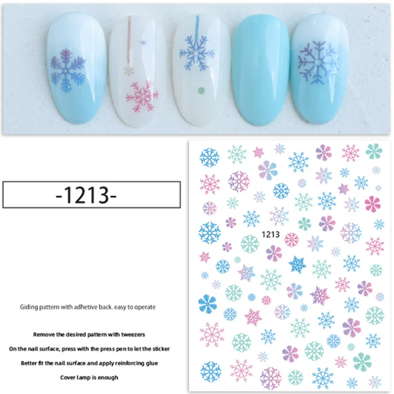 

5PCS 3D Xmas Nail Adhesive Sticker Snowman Merry Christmas Wish Winter Cartoon Design Manicure Nails Art Decoration Decal