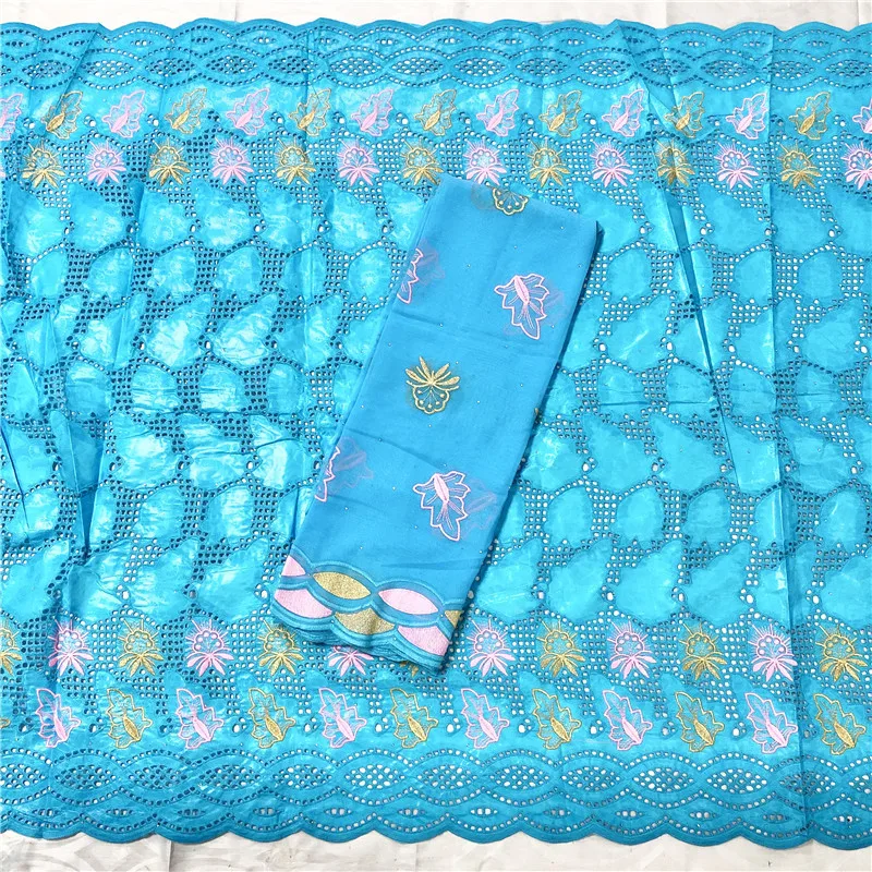

Blue african fabric african tissu bazin riche getzner with stones brode getzner with 5y+2y french net lace for party KPL20159