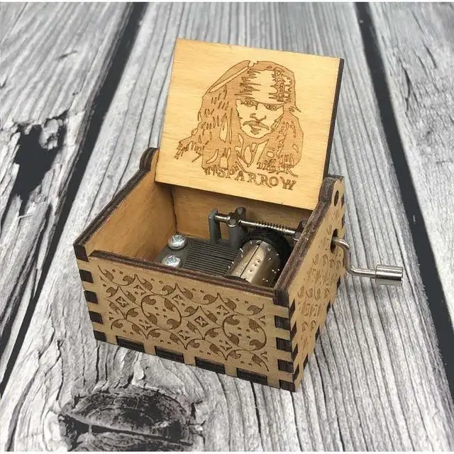 Jack Sparrow Davy Jones деревянная музыкальная шкатулка ручная Игра престолов Звездные войны La la land Imagine John queen музыкальная шкатулка Рождественский подарок - Цвет: Jack Sparrow