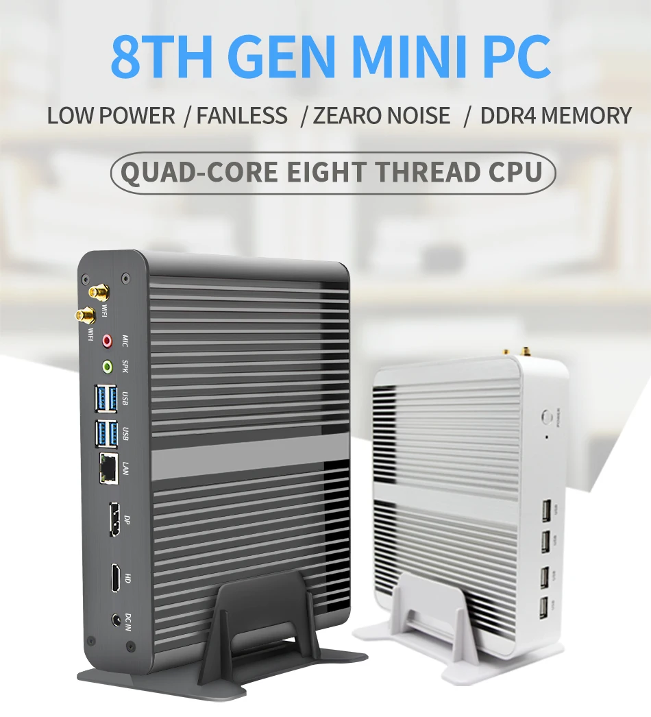 Неттоп Topton Nuc настольный компьютер без вентилятора Intel Core i7 10710U i5 8265U 2 * DDR4 M.2 + Msata 5