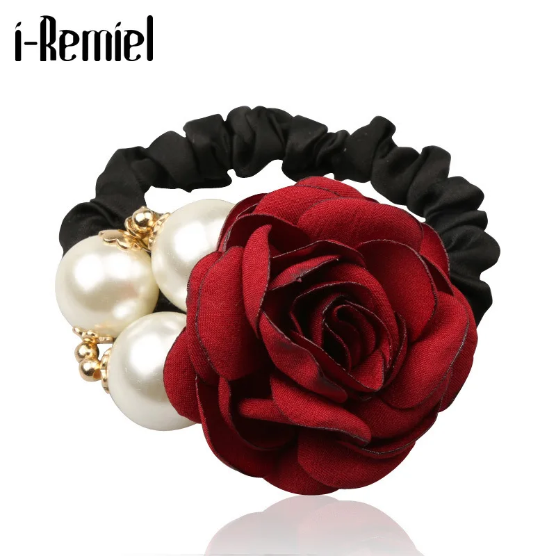 Корейские милые тканевые канаты для волос с цветами толстые эластичные