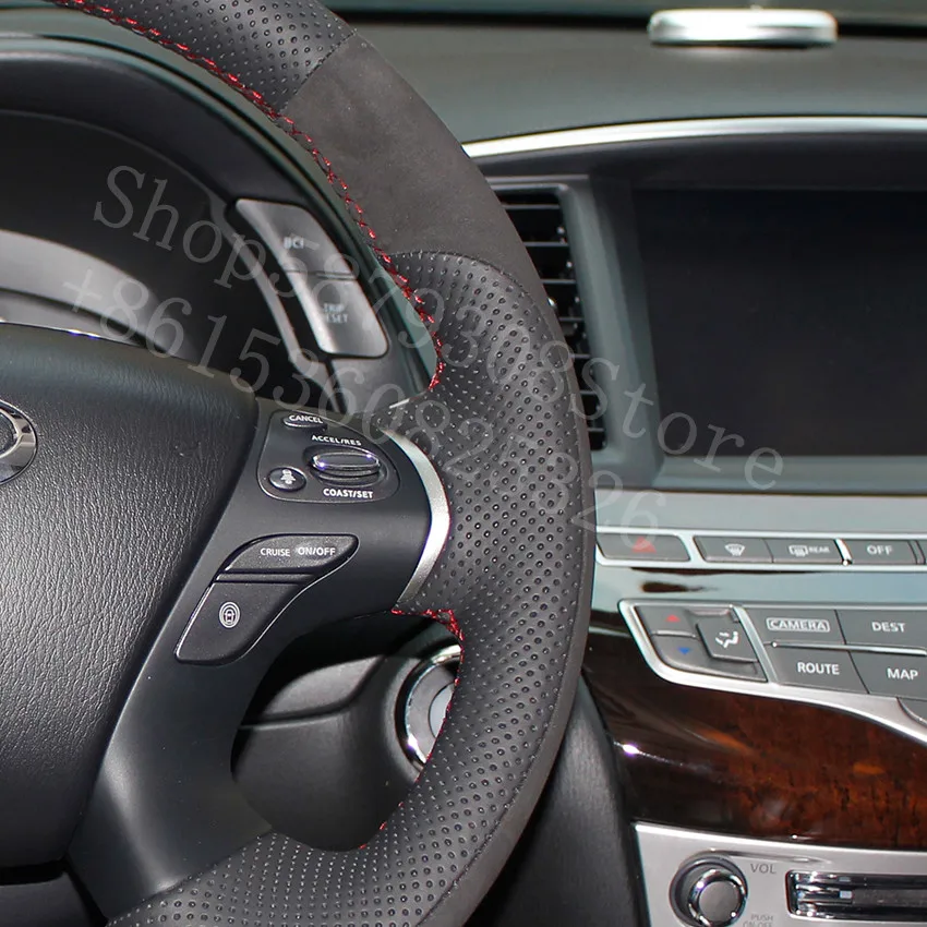 

For Hyundai Tucson 2015-2020 Plug-in Hybrid FuelCell Black Leather Black Suede Car Steering Wheel Covers