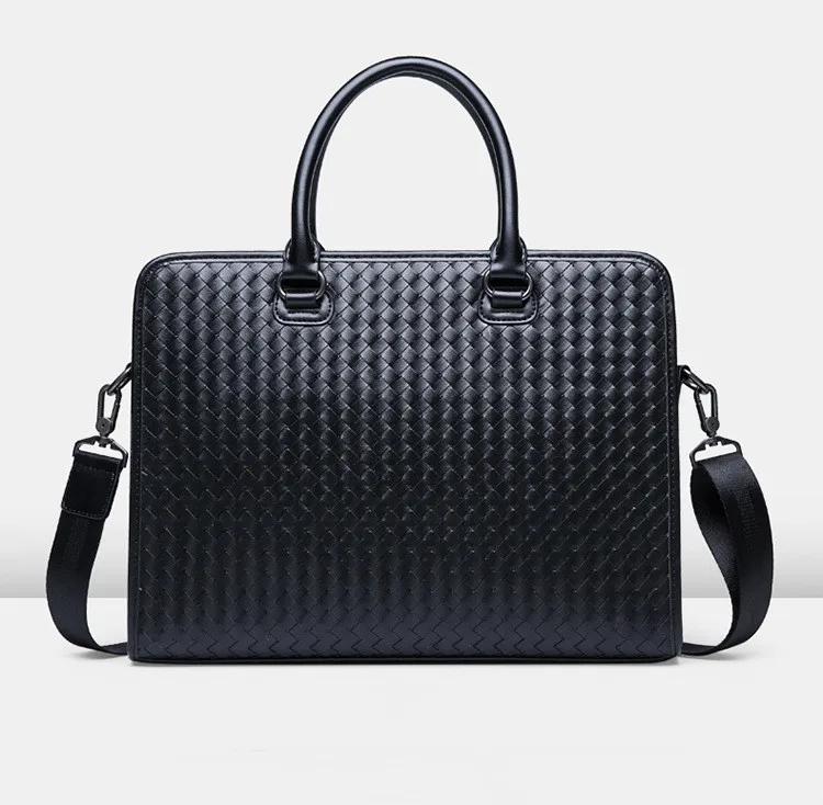 Men's Business Briefcase Woven Handbag Male Shoulder Cross Body Bag Laptop Messenger Bag New Design  Travel Bag for Man