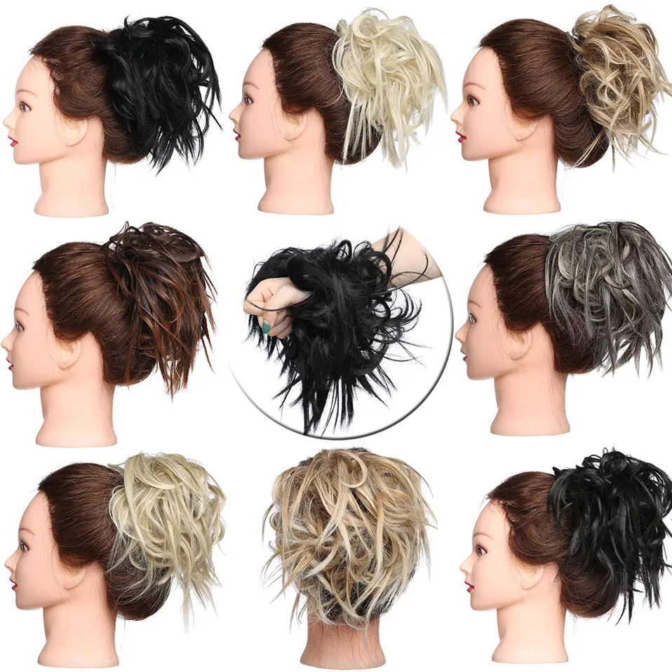S-noilite синтетические шиньон волосы булочка прямой пончик-шиньон эластичные грязные резинки обертывание для конского хвоста наращивание волос для женщин