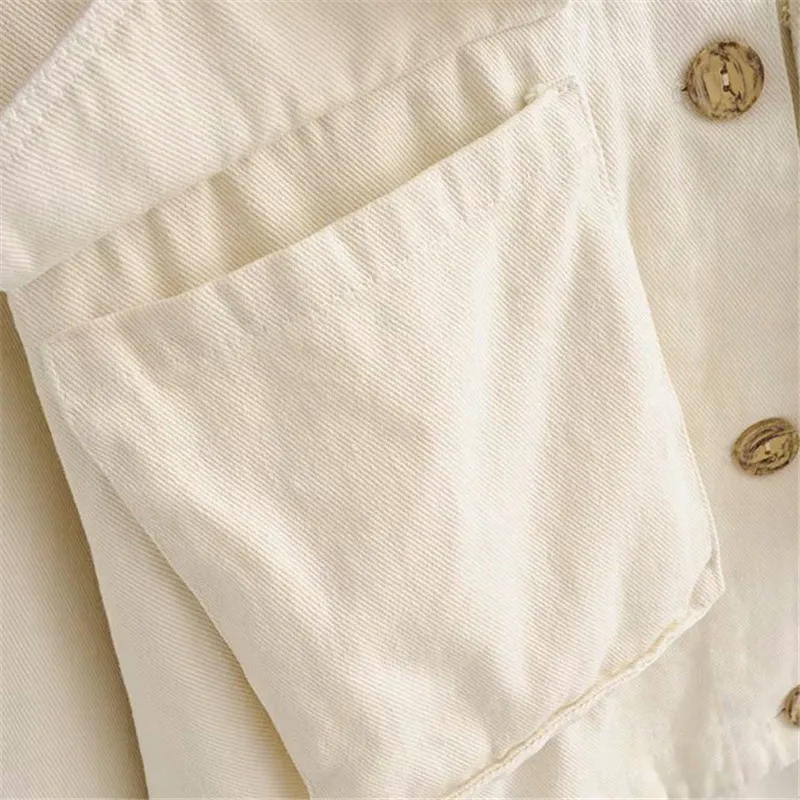 

Women Solid Turn down Collar pocket design Jean Jacket Loose Casual Fashionable Women Coats Female outwear Denim Feminine