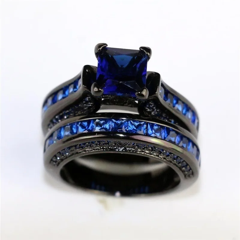 2019 Fashion Stainless Steel Blue Crystal Designer Ring for Men Women AAA Zircon Party Anniversary Couple Lovers Rings Jewelry | Украшения