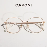 caponi alloy womens eyeglasses support prescription glasses frame gold luxury design anti blue ray computer glasses jf0880