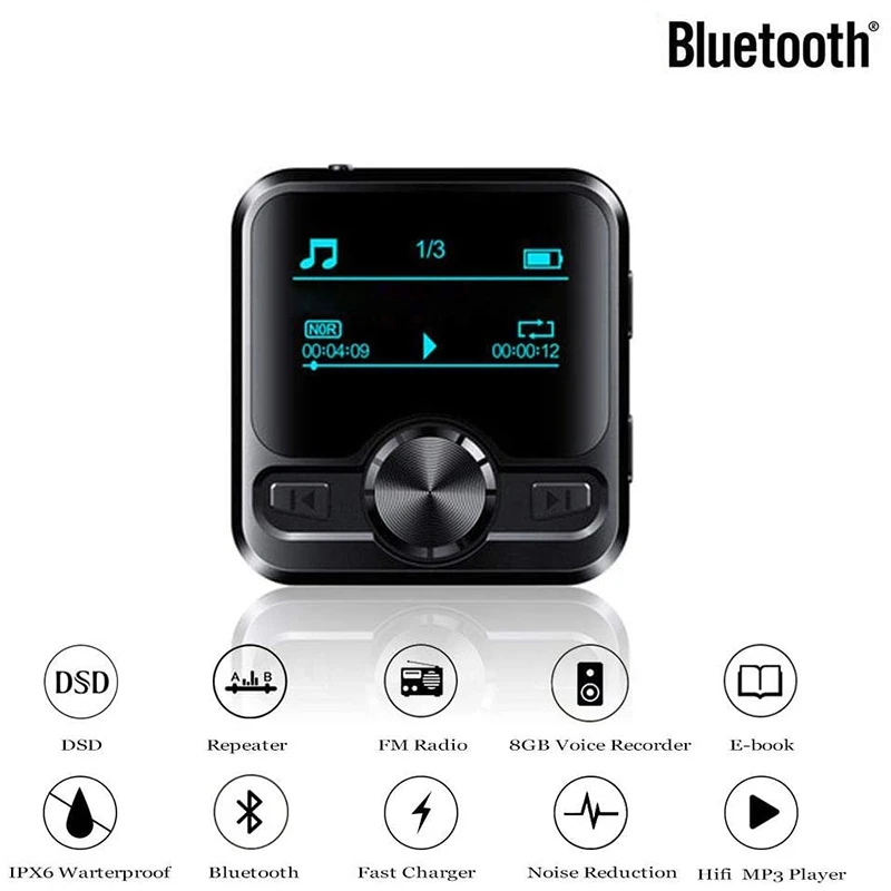 

MP3 Player Speakers M9 HiFi Sports Bluetooth Earphone Voice Recorder Hifi Music Recorder 1.2 Inch Display-32G