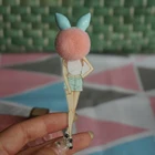 Акриловые значки с кроличьими ушками для женщин и девочек, милая забавная модель Броши 2,5 см, шерстяной шариковый воротник, булавка на лацкан, подарки