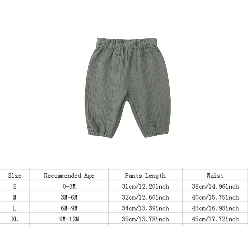 

Baby Wrinkle Cotton Bloomers Solid Color Casual Eelastic Harem Long Pants Soft Loose Trousers for Toddler Kids