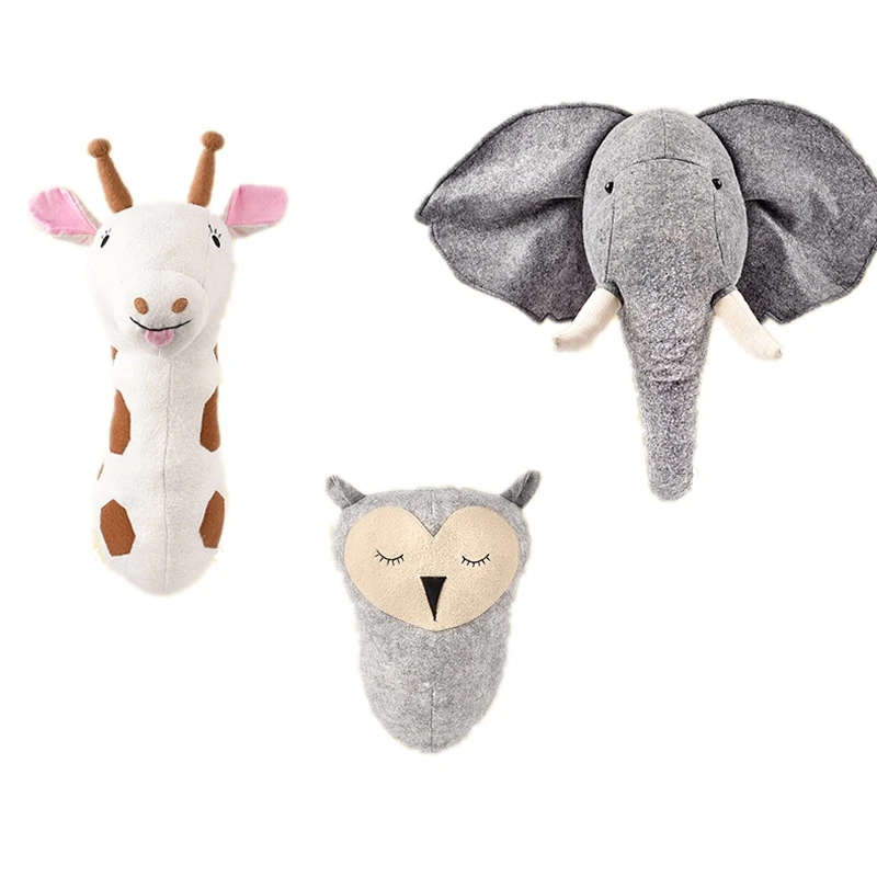 Слон панда Жираф голова животного украшение на стену плюшевое - Цена: 1 352,03 руб.