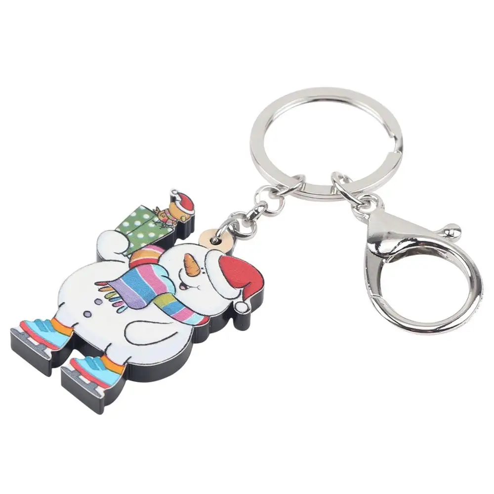 Акриловый Рождественский брелок WEVENI для ключей с надписью Happy катание на лыжах