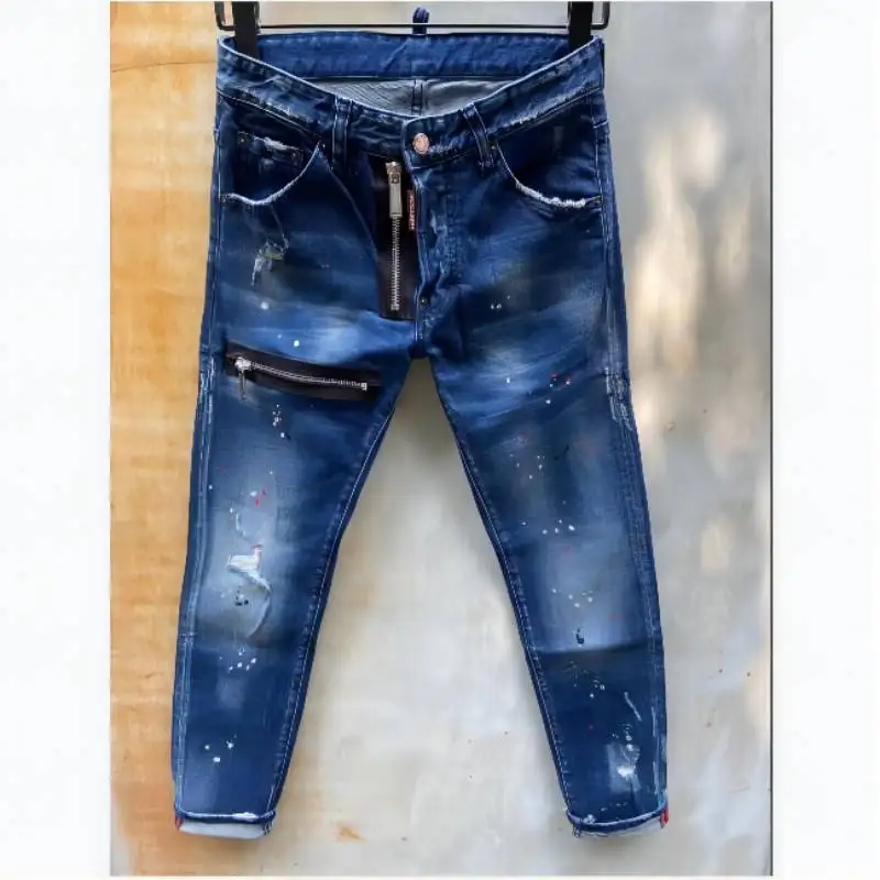 

Jeans Pants Design Cool Top Jeans Men Slim Jeans Denim Trousers Blue Hole Pants Jeans For Men 9105-1