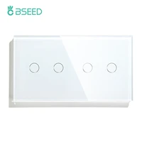 bseed brand touch dimmer double 2 gang 1 way eu standard dimmer black white golden 3 colors with glass panel for dimmeable light