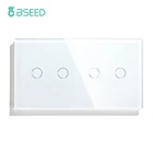 Диммер сенсорный Bseed, двойной, 2 клавиши, 1 канал, стандарт ЕС, черный, белый, золотой, 3 цвета со стеклянной панелью для приглушасветильник