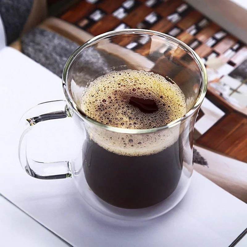 200 мл кофейная кружка с двойными стенками Стеклянная термоизолированная чайная