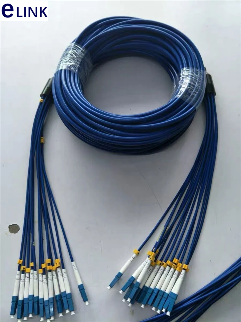 30mtr 12 core Armored patchcord SM SC LC FC ST APC Singlemode 12C fibers Armored fiber optic jumper ftth cable ELINK ftth blue