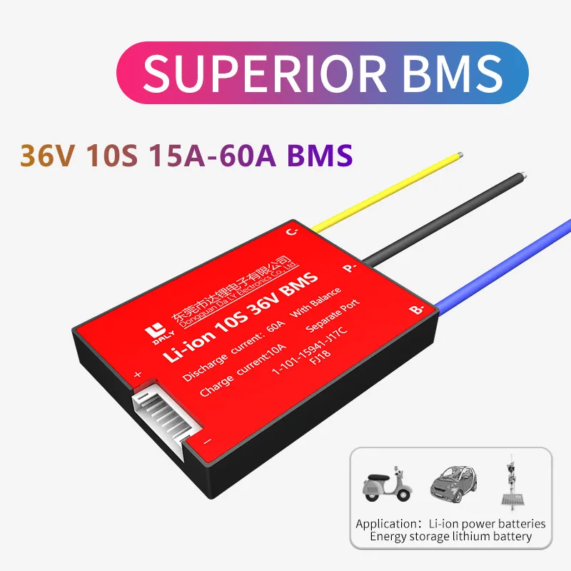

18650 21700 2660 3.7V li-ion Balance BMS seperate port 10s bms 36V 20A 30A 40A 50A 60A for solar energy lithium battery pack