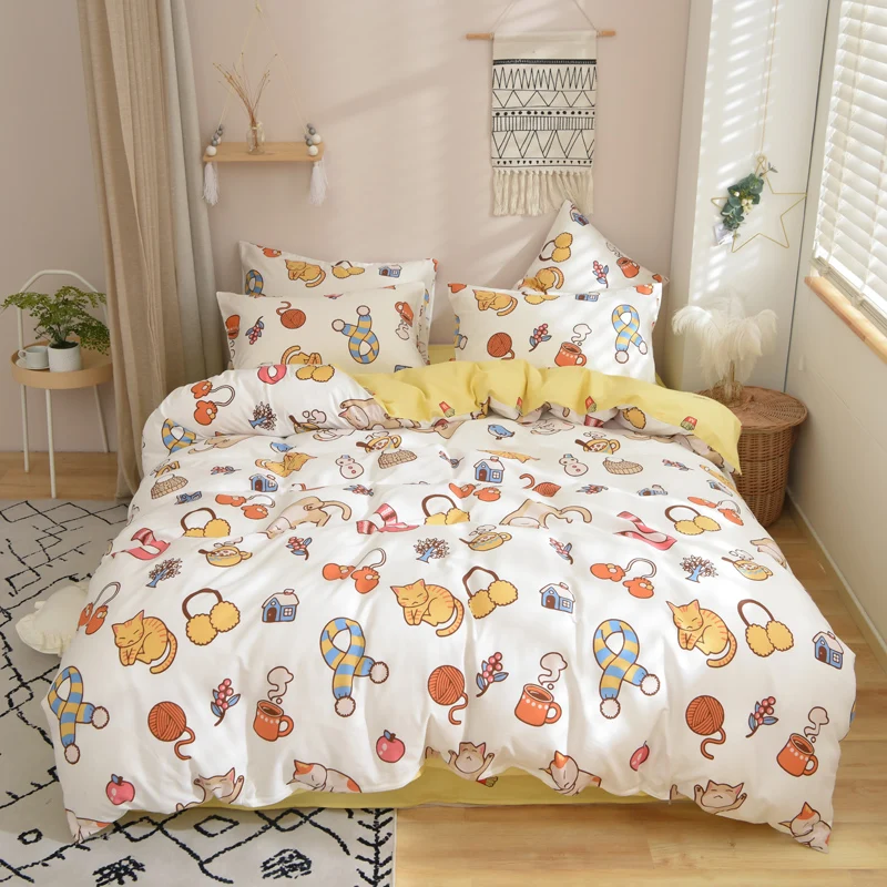 TUTUBIRD-Kids Cartoon style bedding set 100% cotton soft bed linen cactus rose print duvet cover twin queen king size bedspread | Дом и сад