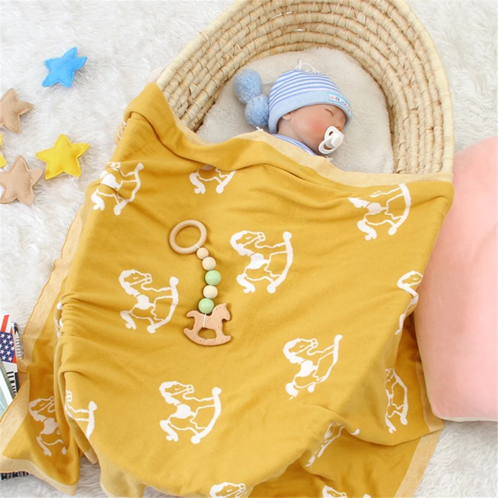 

Baby Blankets Newborn Bebes Swaddle Wrap Monthly Blanket Soft Cotton Knitted Infant Kids Stroller Bedding Sleeping Quilts 100*80