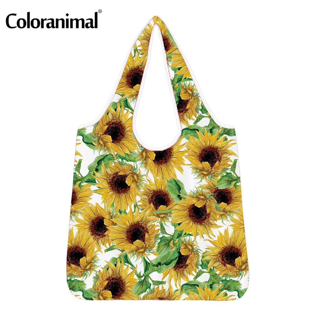 

Coloranimal Fashion Women Storage Shopper Bags Beautiful Sunflower Print Grocery Bags for Ladies Large Eco-Friendly Bag Tote Bag