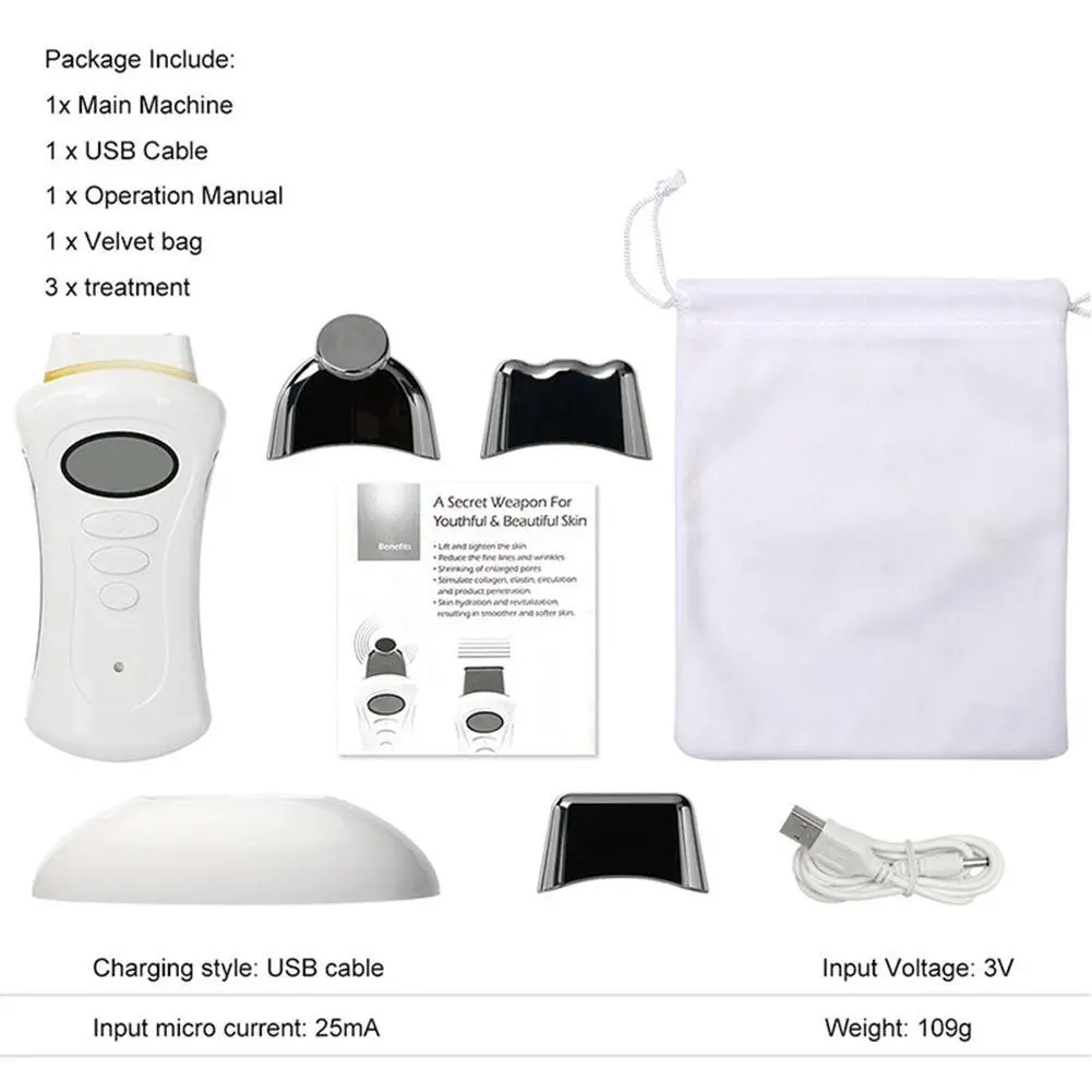 

Mini Micro current Ion Beauty Stimulator Galvanic Handheld Spa Device With 3 Massage Heads LCD Face Lift Machine Skin Care