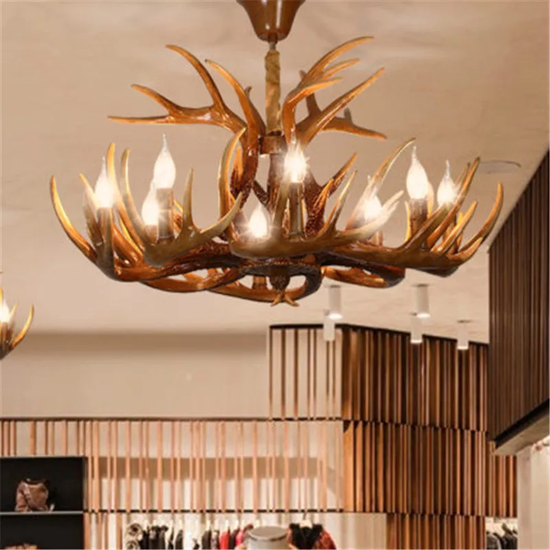 

Modern Creative Fashion LED Chandelier Nordic Buck Deer Horn Antler Industrial Hanging Lamp for Living Room Parlor Hotel Bar