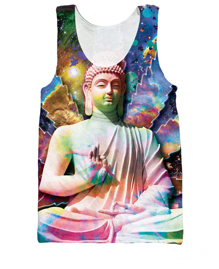 

3d Fashion Clothing Galactic Buddha Tank Top Trippy Space Weed-themed Colorful Vest Summer Jersey For Women Men
