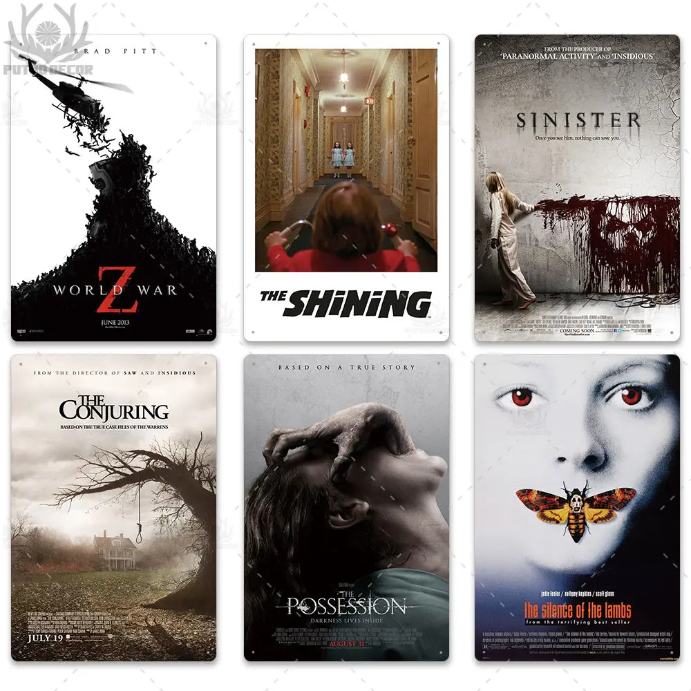 Horror Movie Metal Poster Plaque Vintage Thriller Tin Sign Wall Decor for Bar Pub Club Man Cave 30X20 CM | Дом и сад