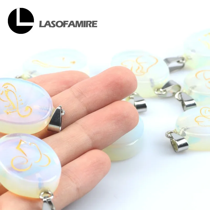 Подвески с 12 буквами созвездия белый опал камень для изготовления ювелирных