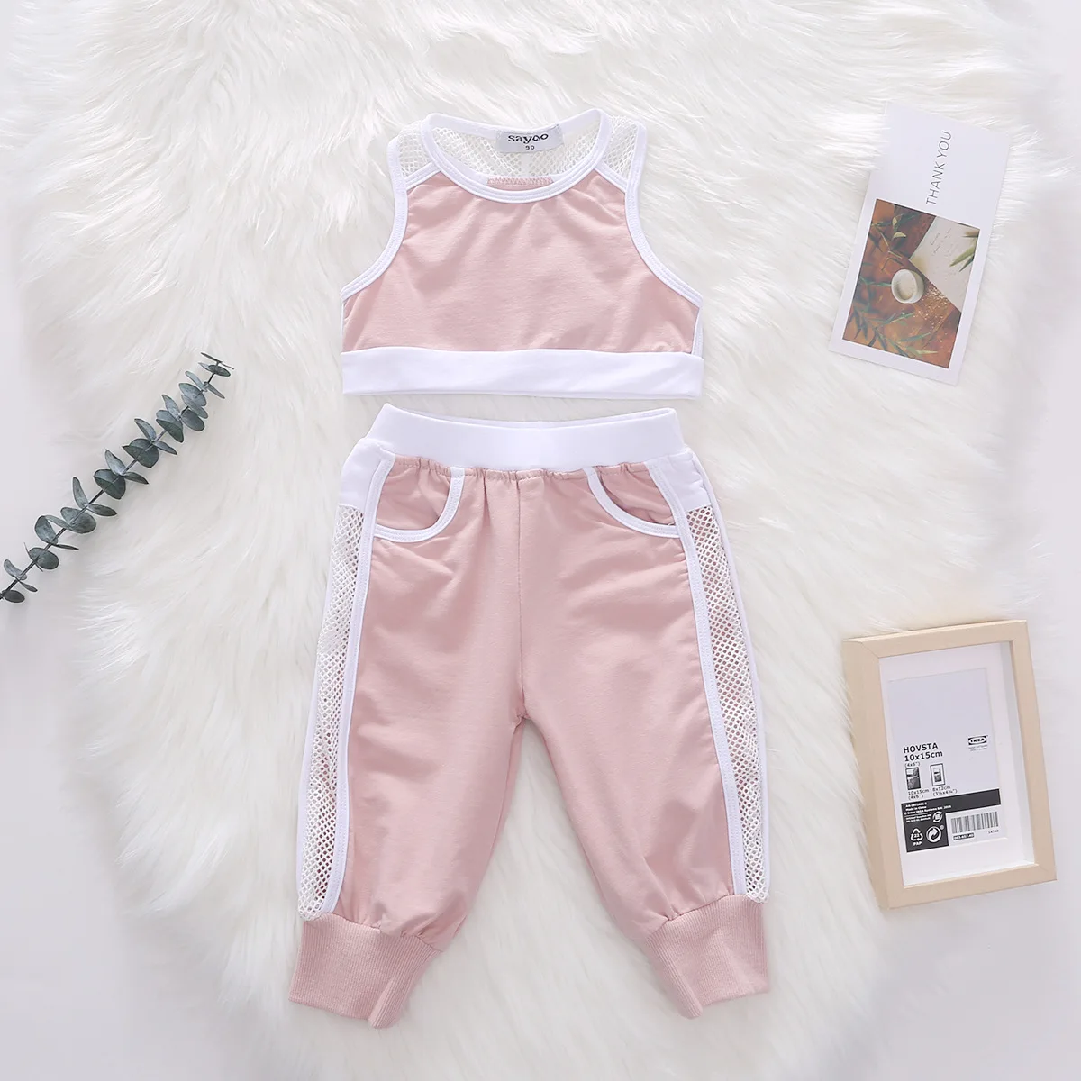 2020 Hot Sale New Summer Toddler Girls Clothes Sets Pink Sports Vest Tank Tops+Long Pants Outfits Set Tracksuit | Детская одежда и
