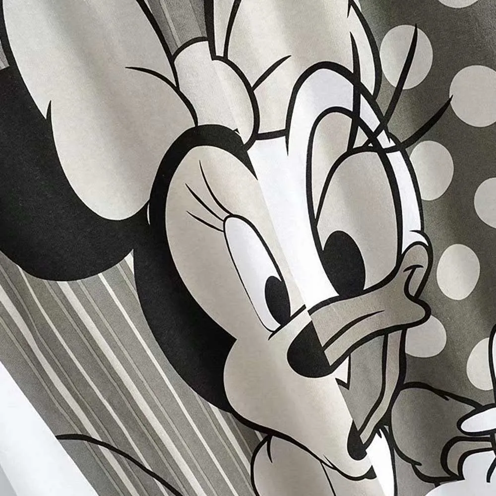 

Disney T-shirt cute Minnie Mouse Daisy Duck cartoon printing casual white T-shirt female O collar short sleeve loose T-shirt top