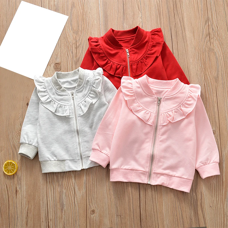 Детская одежда пальто с оборками куртка повседневная хлопковый свитер на весну и