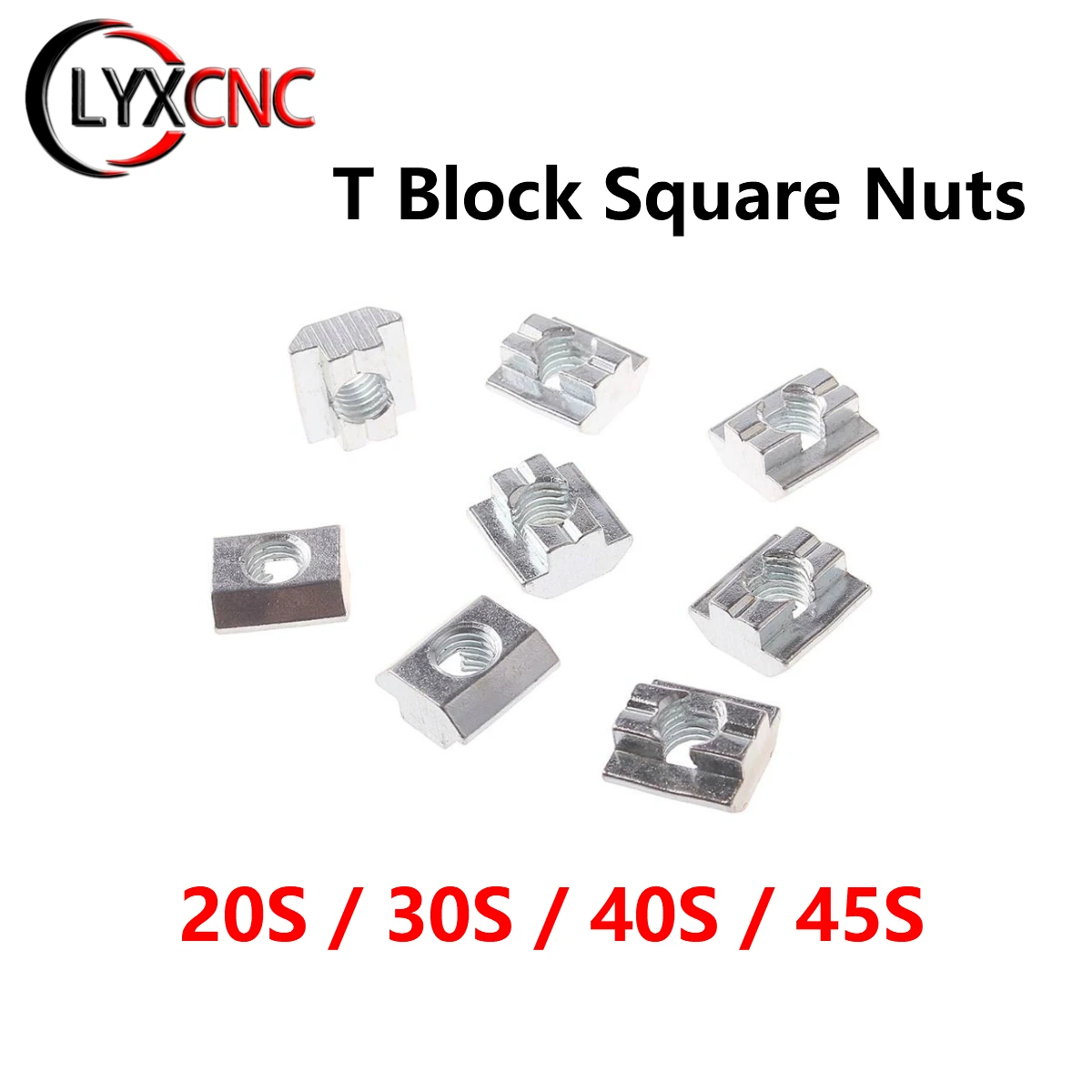 

5/10/50/100PC M3 M4 M5 M6 M8 M10 T Block Square Nuts Sliding Hammer Nut for Fastener Aluminum Profile 2020 3030 4040 4545 Series
