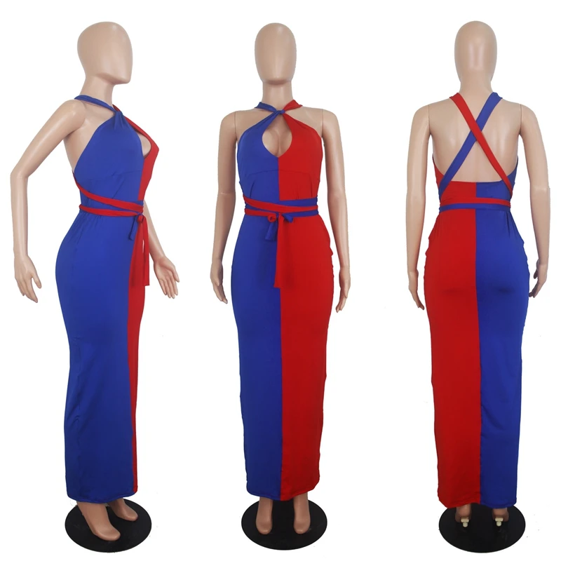 Женское вечернее платье с открытой спиной длинное облегающее цветным пэчворком