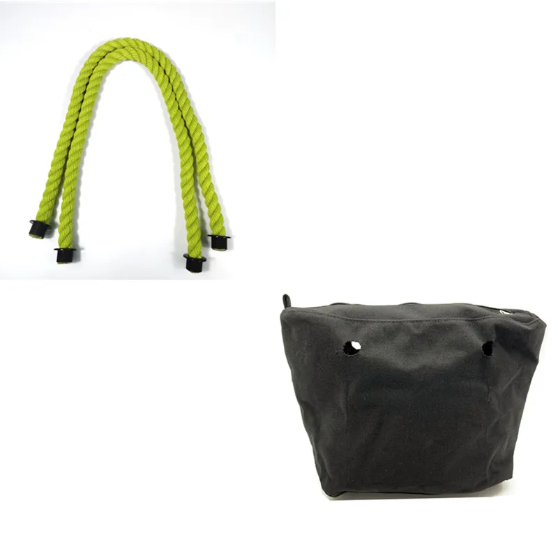 

new green bag rope handle and one inner bag match set for obag classic and mini tote bag women