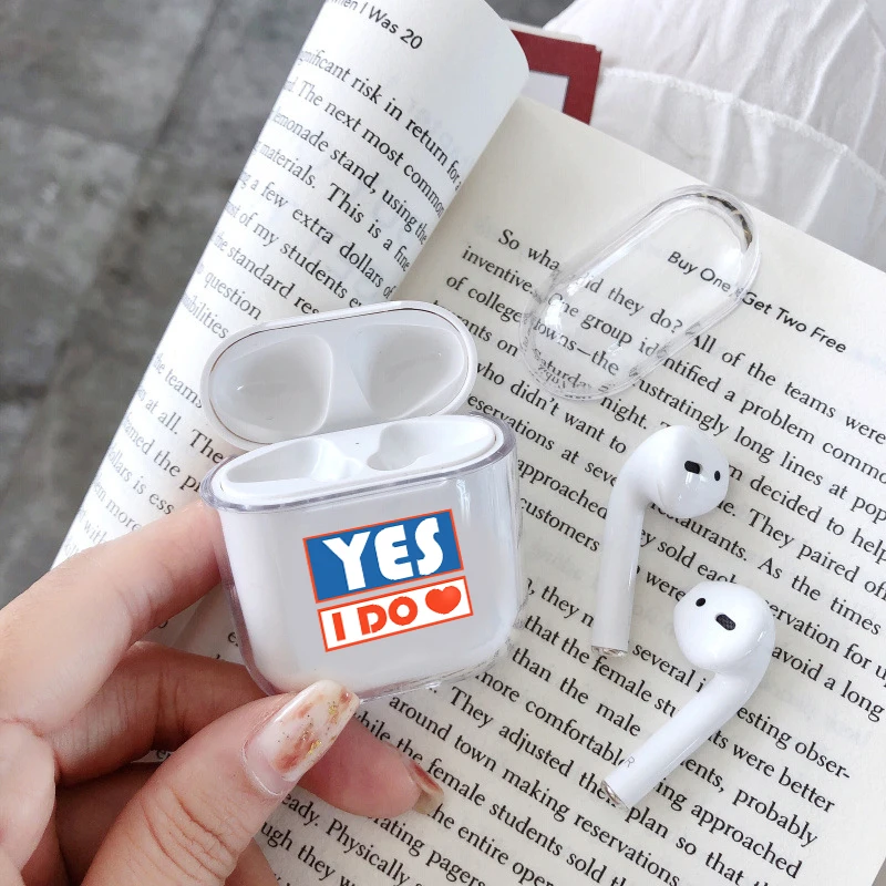 Индивидуальный чехол для наушников Apple airpods Yes No Friend Smile Face Bluetooth Pop Air Pods прозрачный