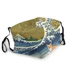 Корги собака серфинг большой волновая маска дышащая мужская маска для лица для взрослых против дымки пыли Защитная крышка респиратор Рот-муфельная печь