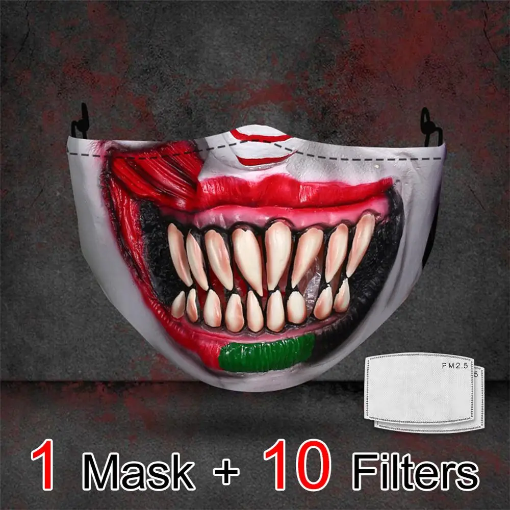

Funny Cartoon Cotton Halloween Mask Reusable Carnival Party Mask for Face Anti Dust Adult Breathable Washable Mouth Cover Muffle