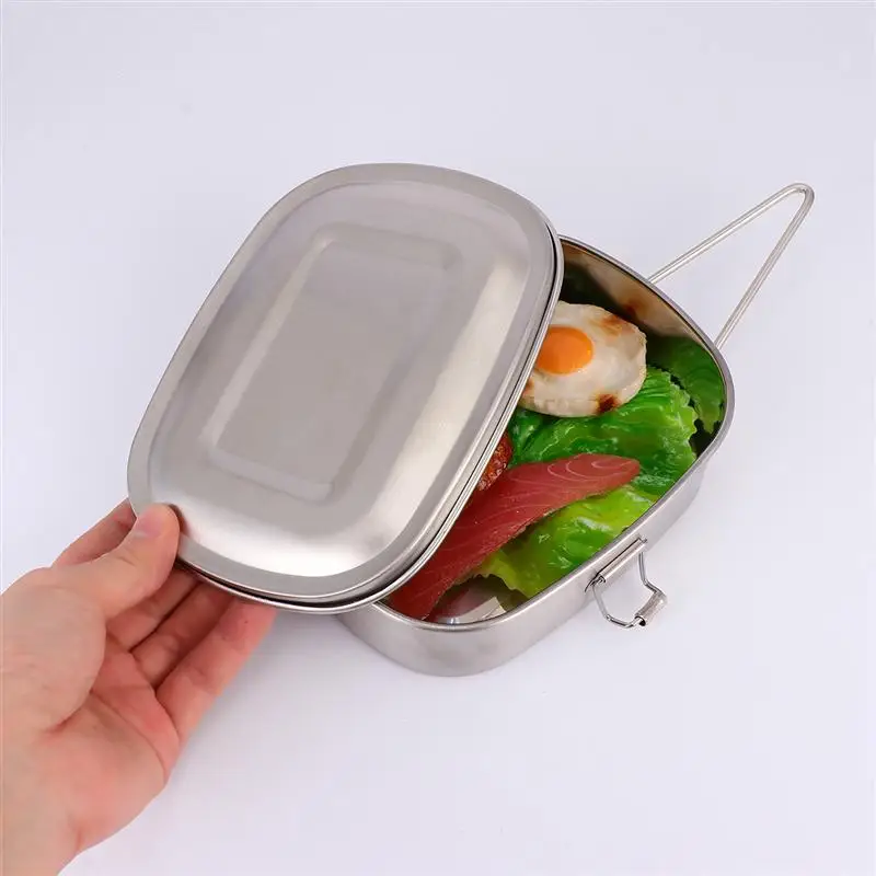 1pc Stainless Steel Lunch Box Simple Shape Design Portable Single Layer for Travel Camping | Дом и сад