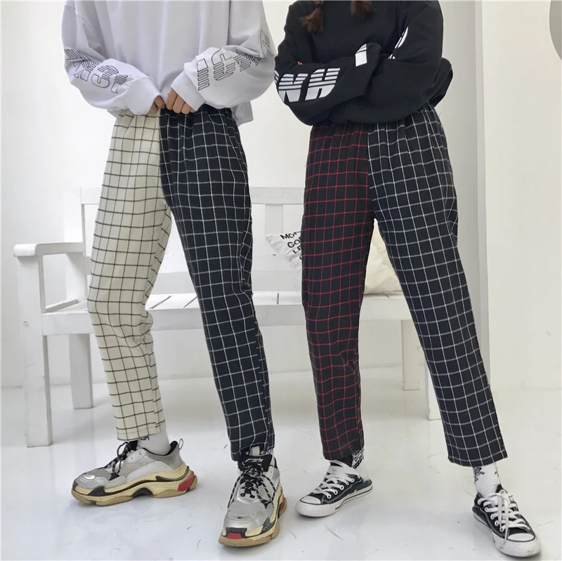 Винтажные платные лоскутные брюки пара Harajuku женские мужские эластичные с