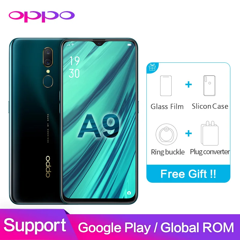 OPPO A9 4 Гб 6 ГБ 64 128 Поддержка Google Play OTG 53 &quot1080*2340 P экран капли воды Восьмиядерный 16MP +