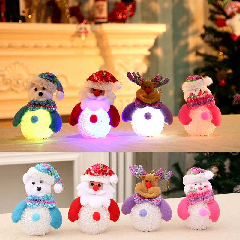 

Christmas LED Lights Glowing Santa Claus Elk Snowman Bear Ornaments Family Decoration 2022 Xmas Party Christmas Decoration