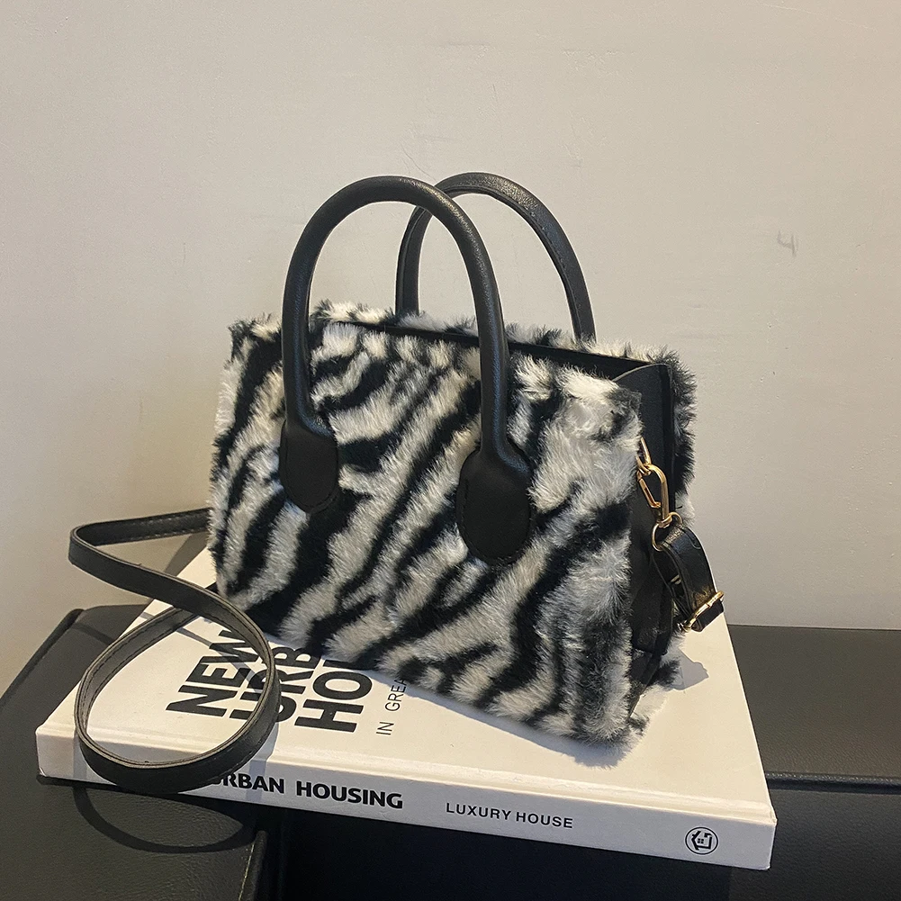 

Fashion Plush Leopard Print Clutch Women Mobile Phone Casual Shoulder Bags Daily Leisure Shopping Crossbody Bags